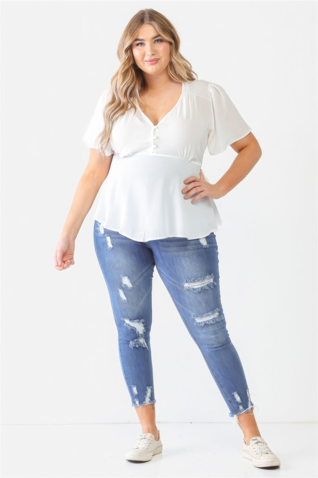 Plus Tie Detail Flare Top