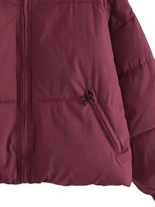 Zip Up Drawstring Winter Coat with Pockets