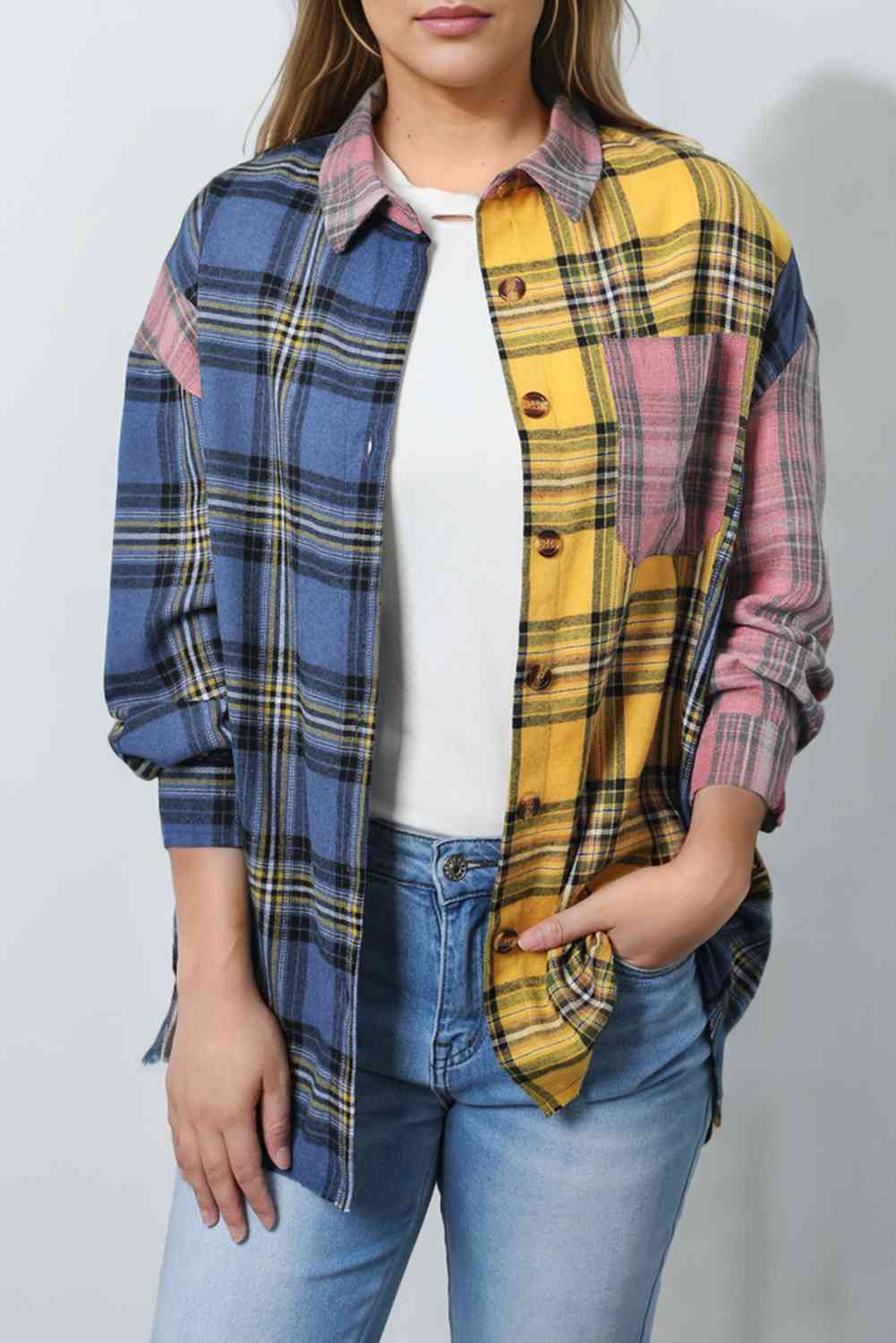 Tricolor Plaid Shirt