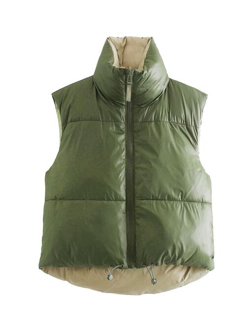 Zip Up Drawstring Reversible Vest