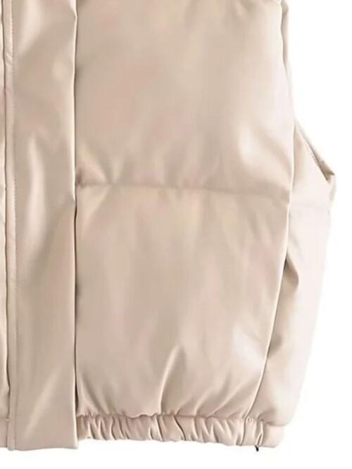 PU Leather Zip Up Drawstring Vest