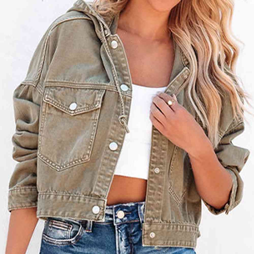 Hooded Dropped Shoulder Denim Jacket