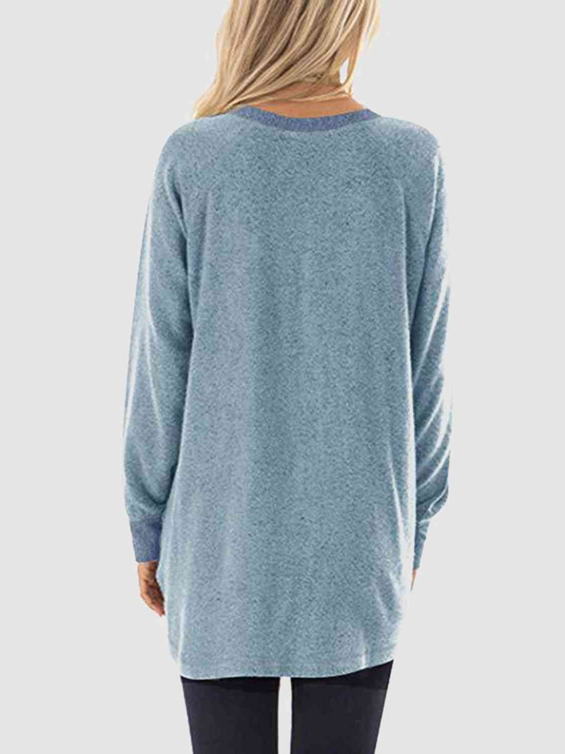 Graphic Round Neck Sweatshirt with Pockets