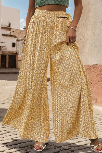 Printed Tied Wide Leg Pants