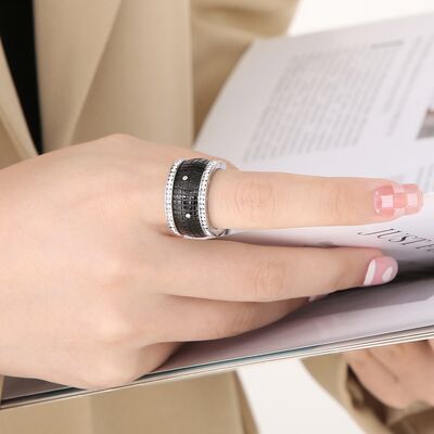 Inlaid Rhinestone Stainless Steel Ring