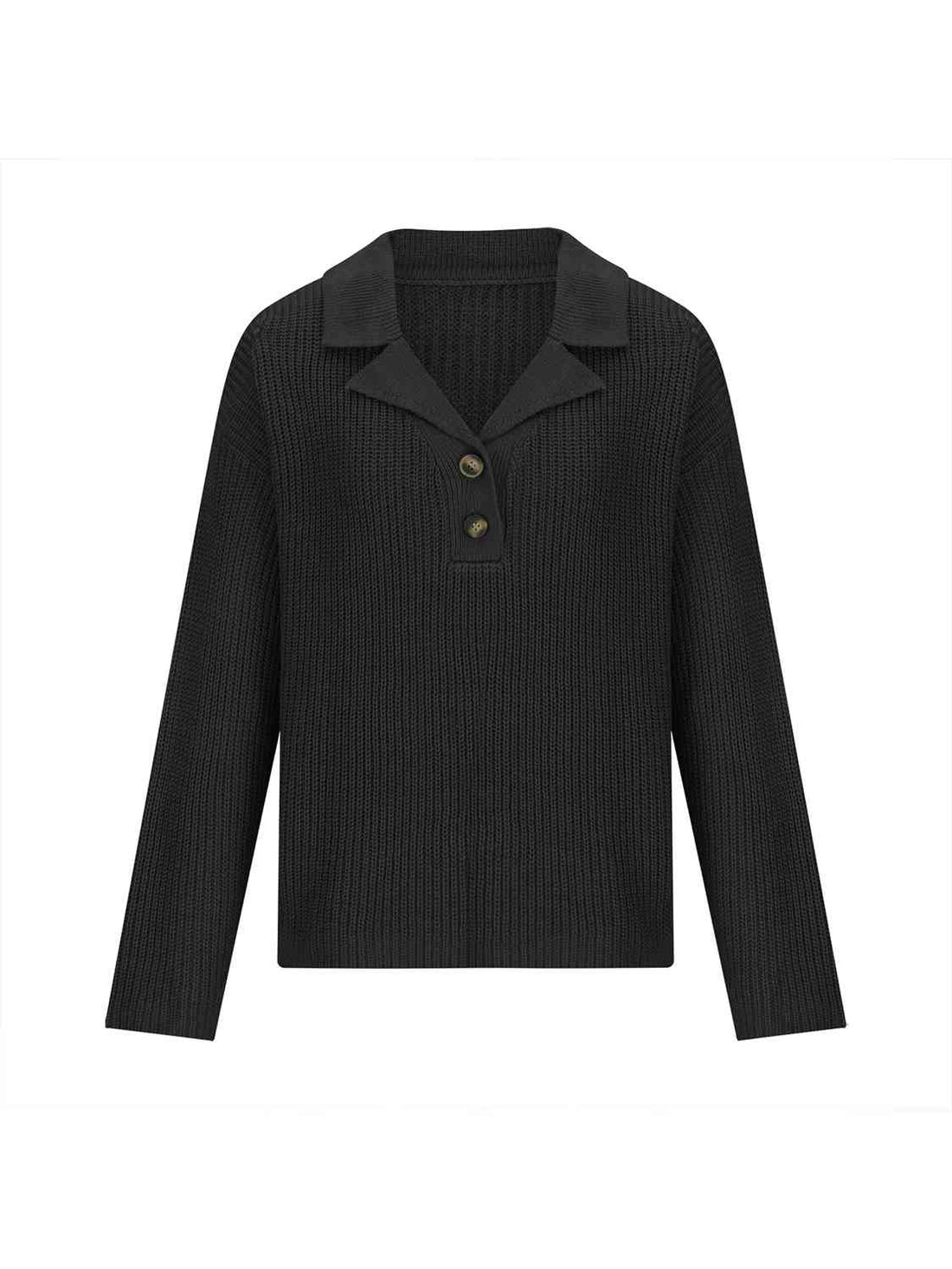 Collared Neck Half Button Knit Top