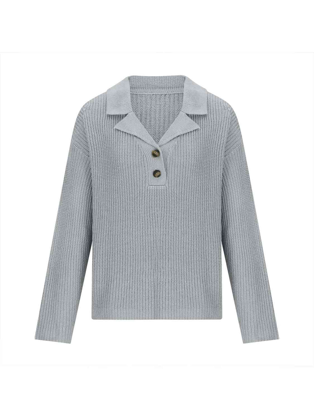 Collared Neck Half Button Knit Top