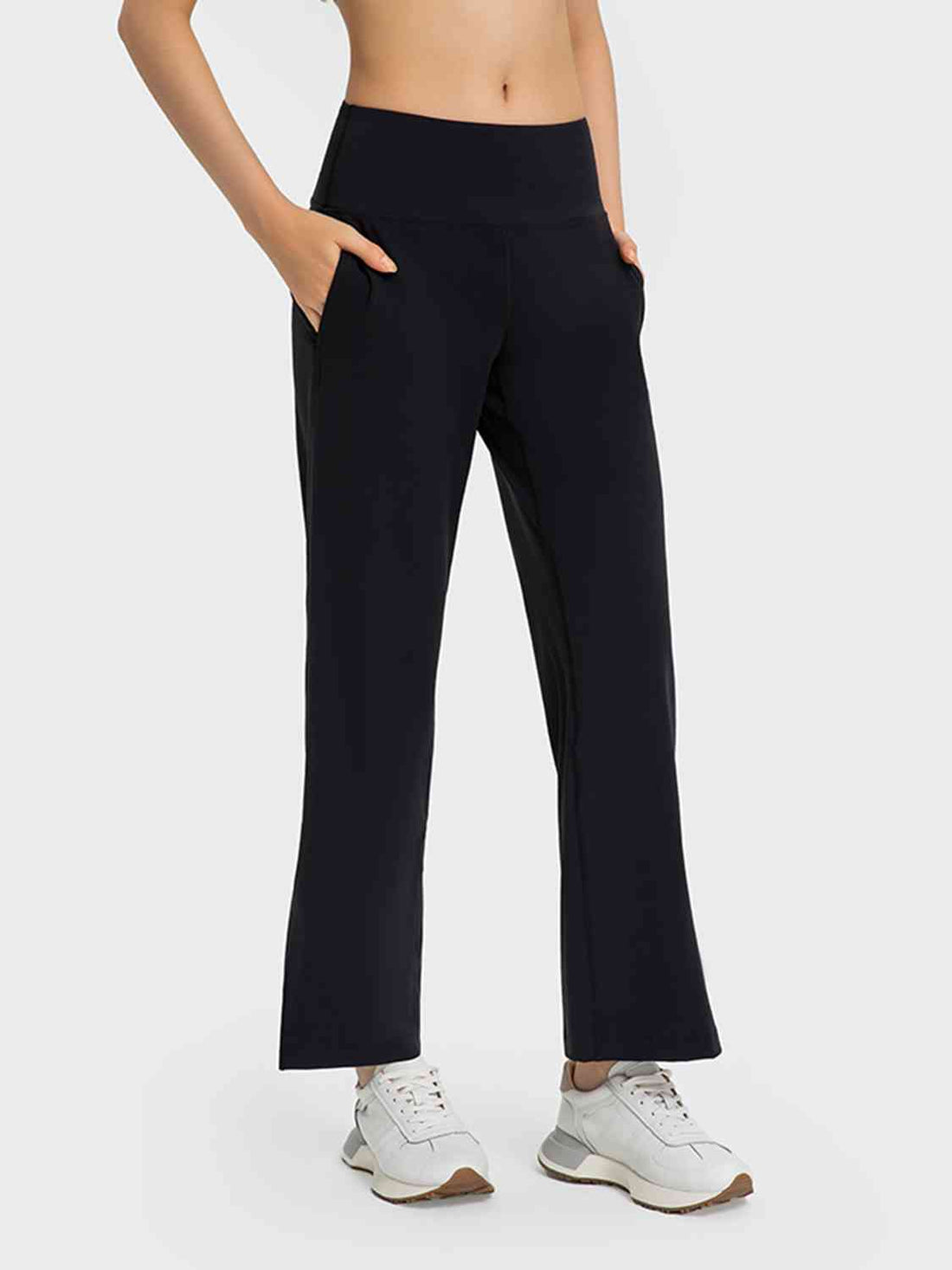 Wide Leg Slit Sport Pants with Pockets