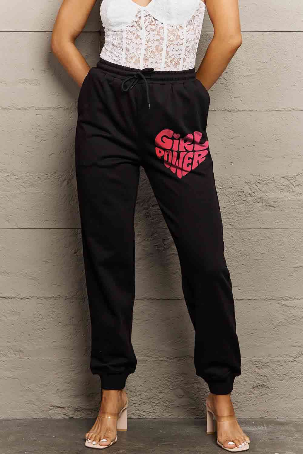 Simply Love Full Size GIRL POWER Graphic Sweatpants