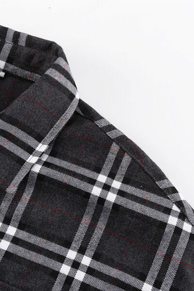 Plaid Pocketed Dropped Shoulder Shirt