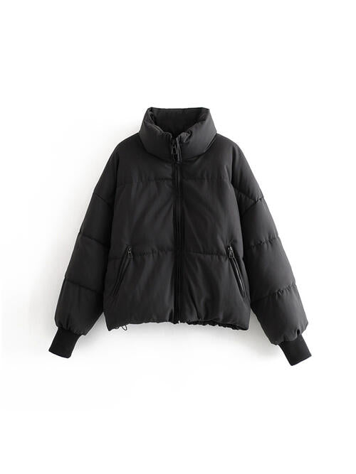 Zip Up Drawstring Winter Coat with Pockets