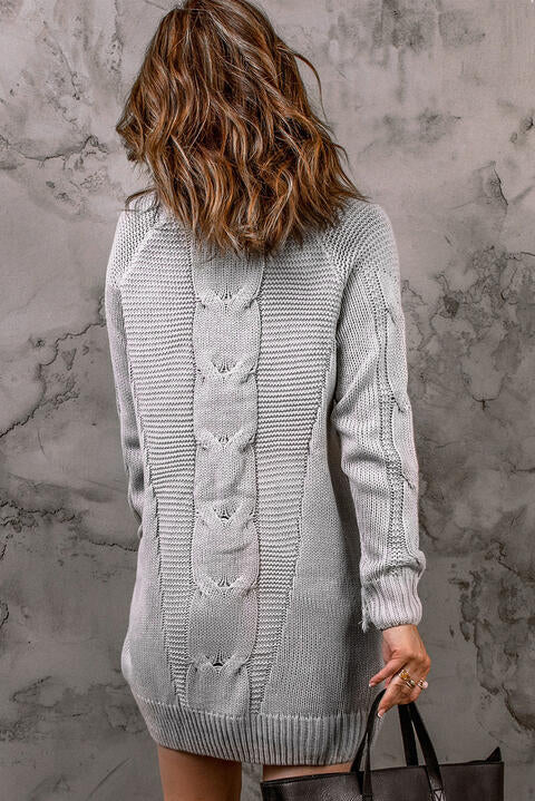 Turtleneck Fringe Detail Sweater Dress