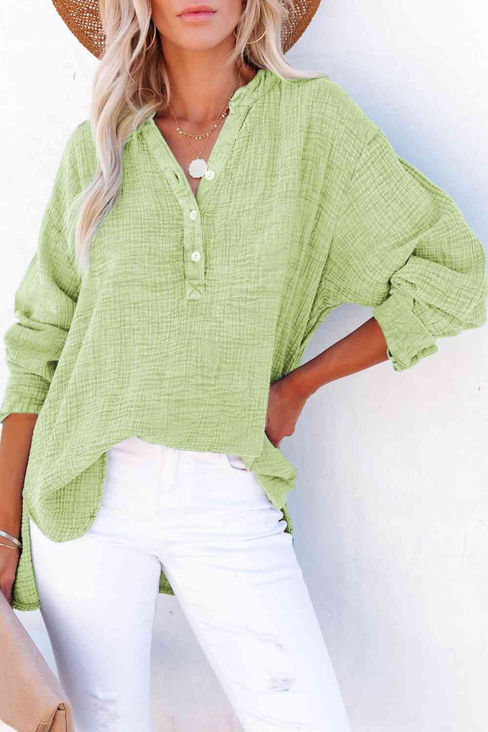 Buttoned Long Sleeve Blouse