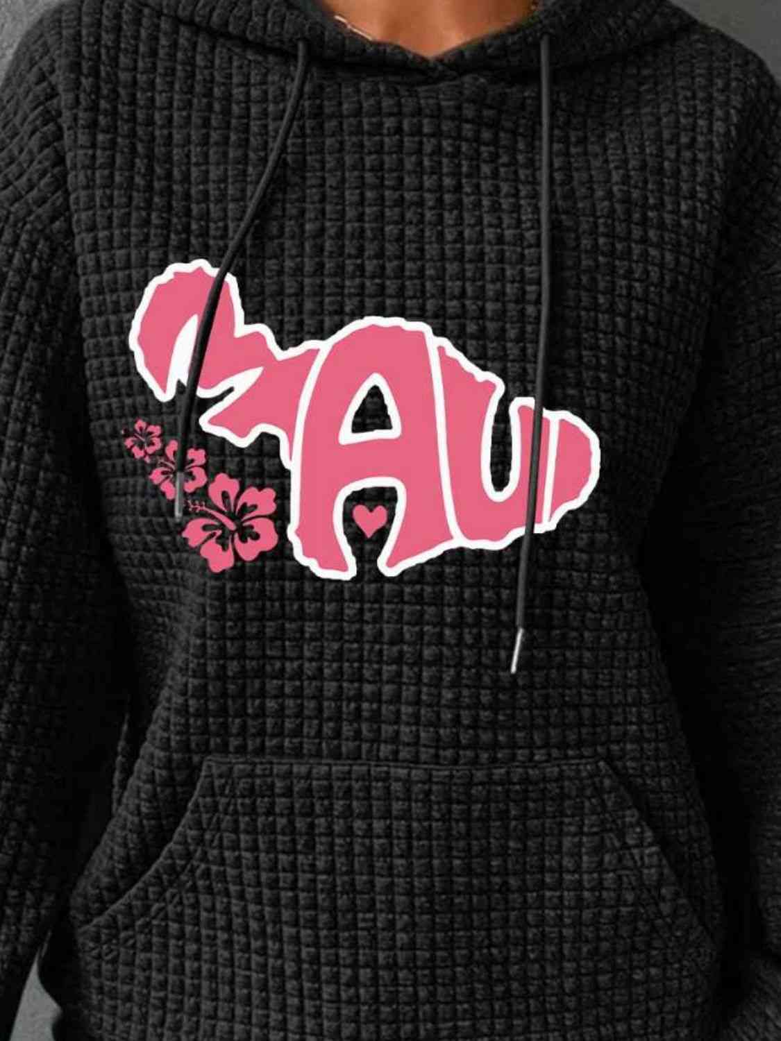 Full Size MAUI Graphic Drawstring Hoodie with Pocket