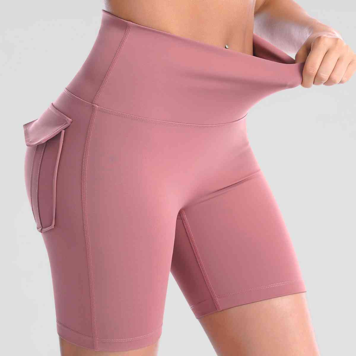 Wide Waistband Sports Shorts With Pockets