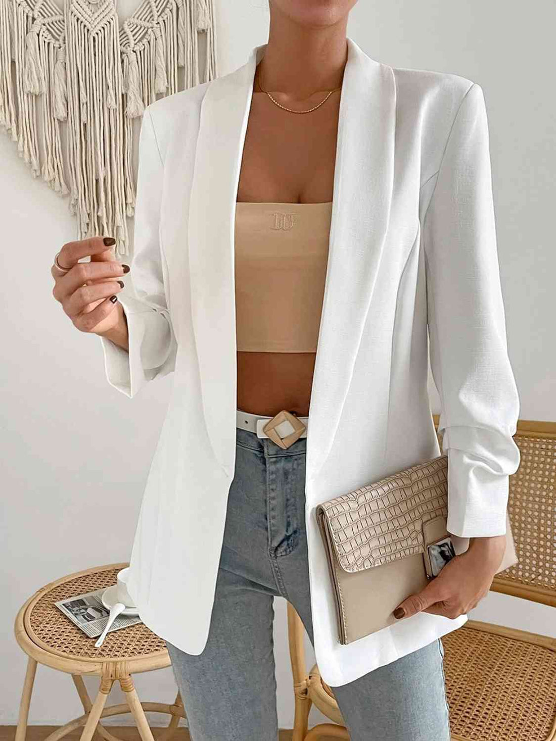 Shawl Collar Long Sleeve Blazer