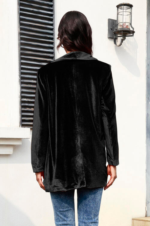 Button Up Pocketed Long Sleeve Jacket