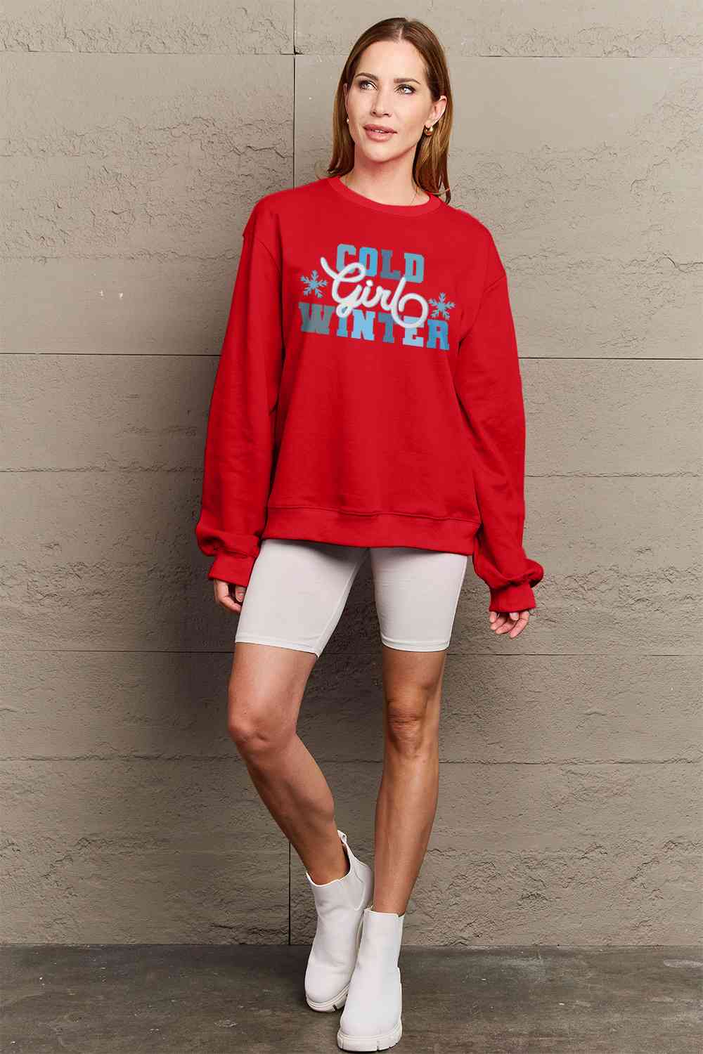 Simply Love Full Size COLD WINTER Graphic Long Sleeve Sweatshirt
