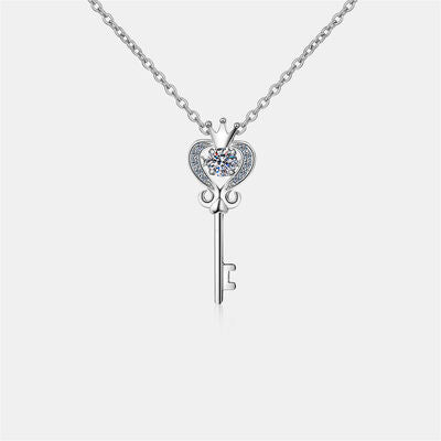 Key Shape Moissanite 925 Sterling Silver Necklace