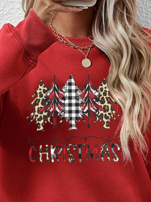 MERRY CHRISTMAS Round Neck Long Sleeve Sweatshirt