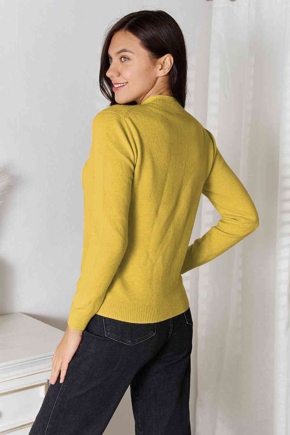 Mock Neck Long Sleeve Knit Top