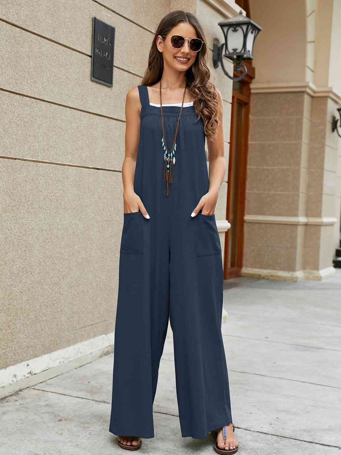 Square Neck Sleeveless Jumpsuit