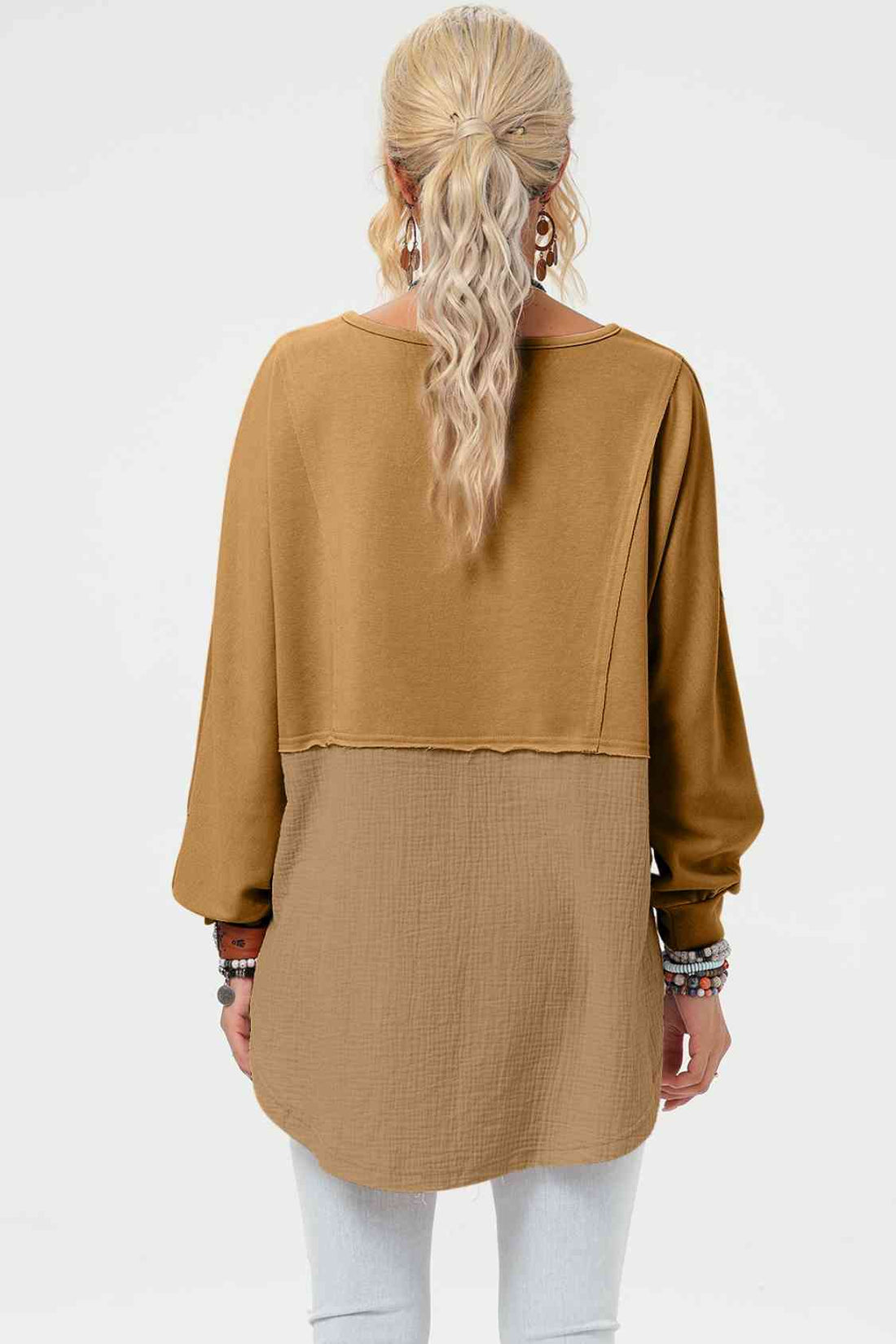 Curved Hem Dolman Sleeve Top