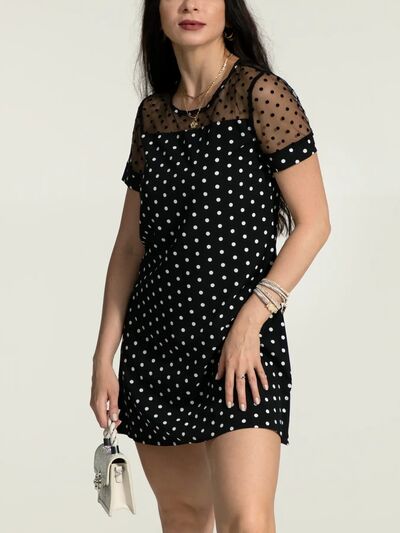 Polka Dot Short Sleeve Mini Dress