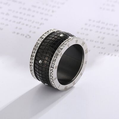 Inlaid Rhinestone Stainless Steel Ring