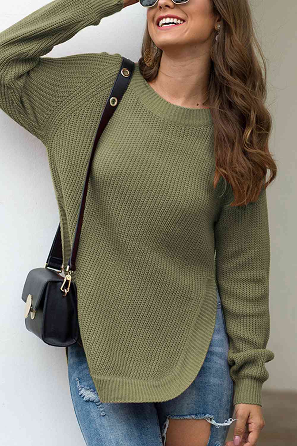 Round Neck Ribbed Knit Top