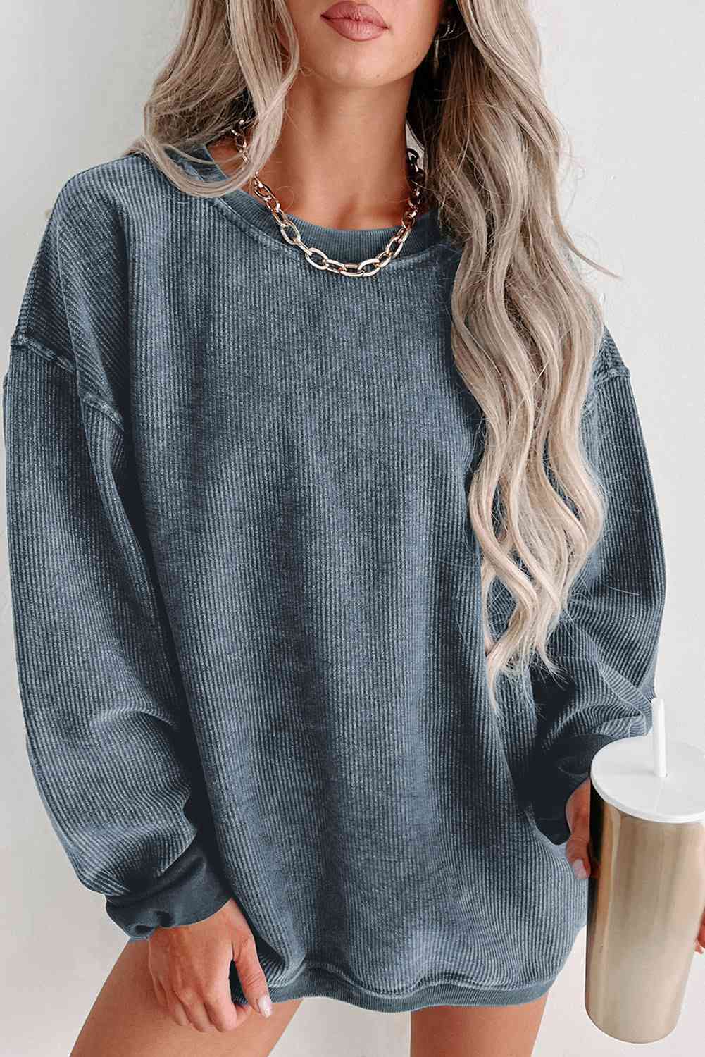 Round Neck Dropped Shoulder Sweatshirt