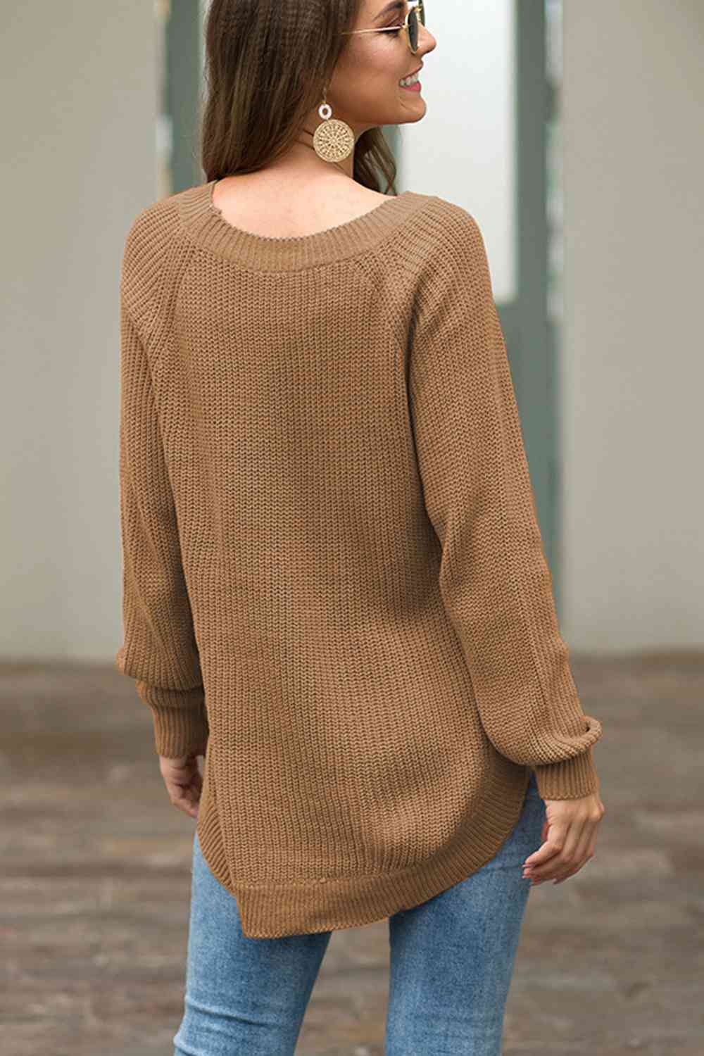 Round Neck Ribbed Knit Top