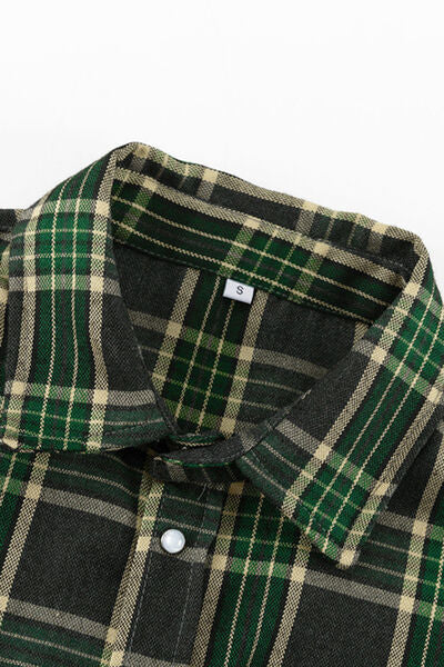 Plaid Snap Down Dropped Shoulder Shirt