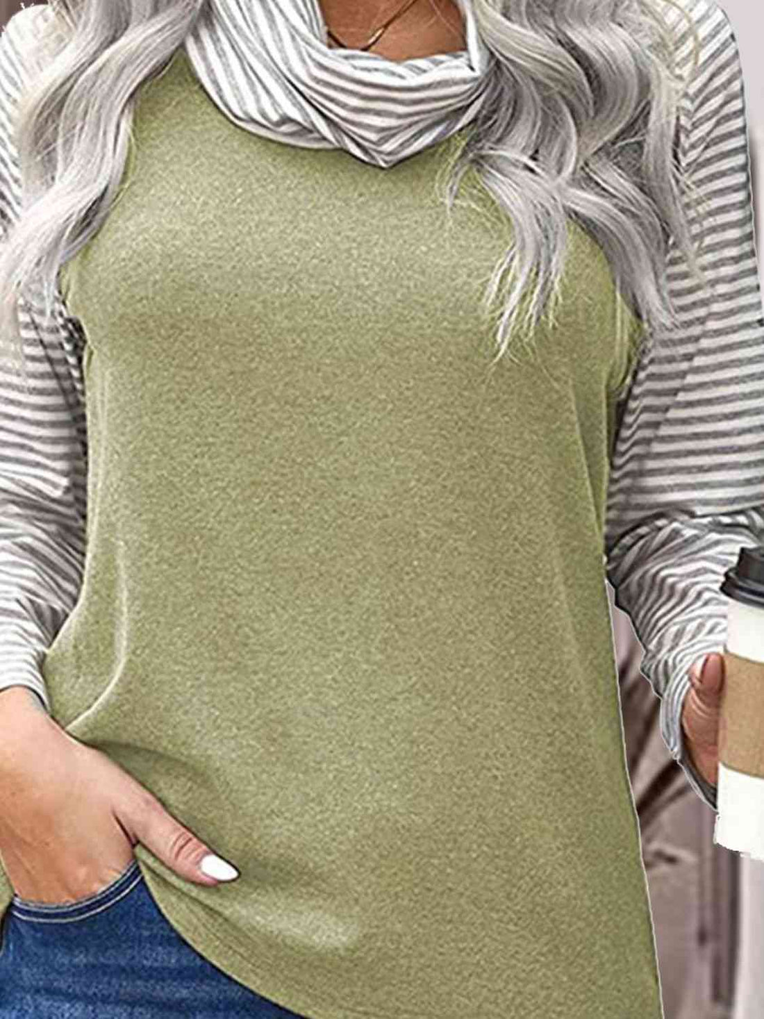 Striped Turtleneck Long Sleeve T-Shirt