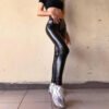 Large Stretch Faux Leather Cropped Leggings