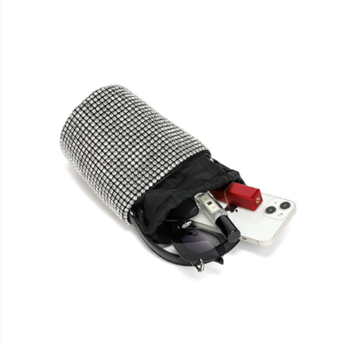 Soft Diamond Drawstring Bucket Bag – Chain Crossbody Purse