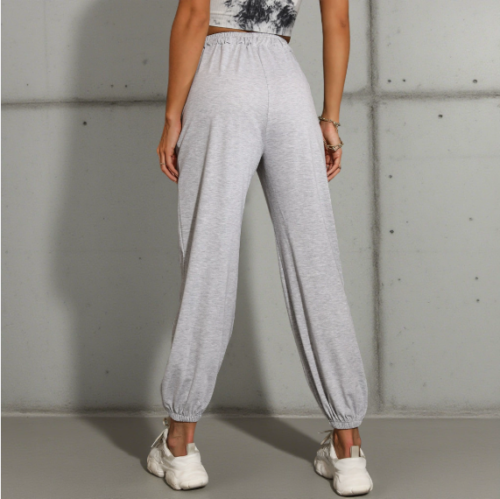 Pants Casual High Top Sports Ankle Banded Pants Elastic Cropped Sweatpants Women