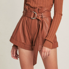 Autumn Winter High Waist A line Faux Leather Pants Women Popular Wide Leg Slimming Shorts