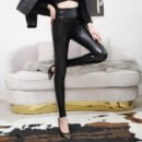 Fleece-Lined Bright Faux Leather Leggings