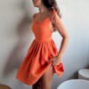 Cotton Sling Backless High Waist Short Dress Spring Summer Tie Short Dress Women
