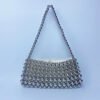 pearl chain handbag, vintage beaded bag, handwoven purse