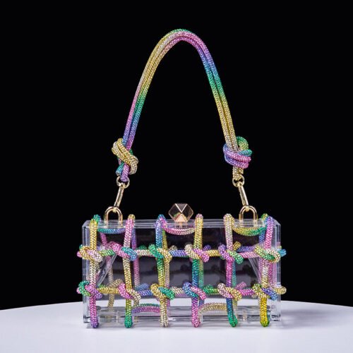 Transparent Square Rope Handbag – Modern Braided Box Design