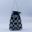 Silver Luxe Beaded Cutout Evening Handbag