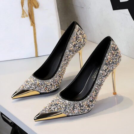 Rhinestone Crystal Pointed Toe Stiletto Pumps