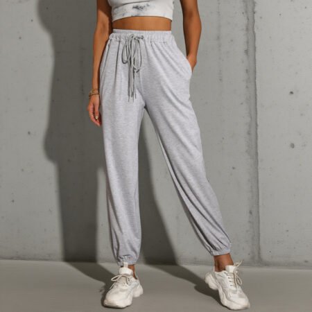 Pants Casual High Top Sports Ankle Banded Pants Elastic Cropped Sweatpants Women
