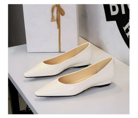 Elegant Silver Pointed Toe Low Heel Wedge Shoes