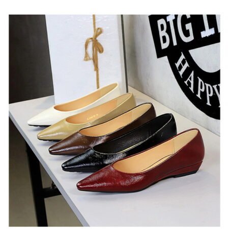 Elegant Silver Pointed Toe Low Heel Wedge Shoes