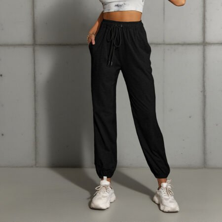 Pants Casual High Top Sports Ankle Banded Pants Elastic Cropped Sweatpants Women