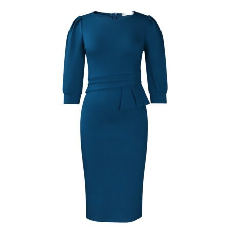 Solid Color round Neck Office Office Hip Dress