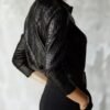Women Clothing Long Sleeve Shirt Glossy Serpentine Faux Leather Top Autumn Winter